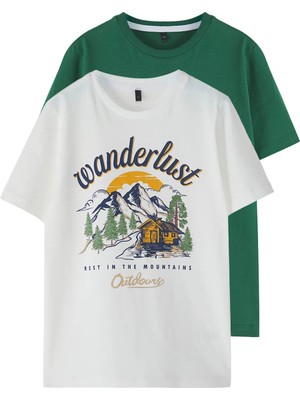 Unisex Çocuk Basic %100 Pamuk 2'li Kombin Tişört