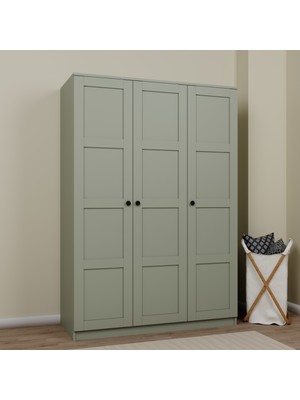 Lucas 3 Kapılı Yüklük, Yorgan, Yastık Dolabı -Kül Yeşili