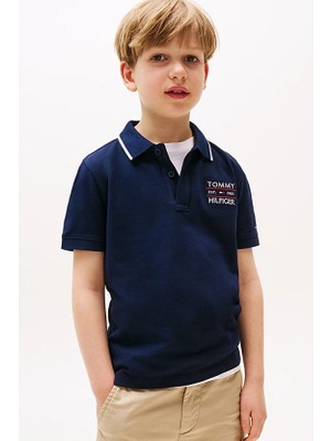 Erkek Çocuk Th Bayrak Logo Polo T-Shirt - Lacivert
