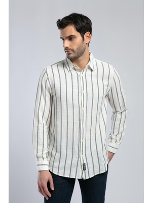 Lee Cooper Çizgili % 100 Pamuk Regular Fit Klasik Yaka Gömlek Erkek Gömlek 252 Lcm 241008 1309