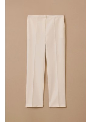 Kadın Cepli Bilek Boy Pantolon - Beyaz