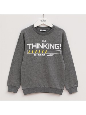 Erkek Çocuk Şardonsuz Uzun Kol Ince Bisiklet Yaka Tişört - 16032 - Antrasit