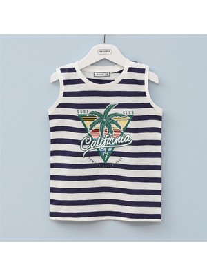 Erkek Çocuk Sıfır Kol Bisiklet Yaka Tişört - 16309 - Lacivert