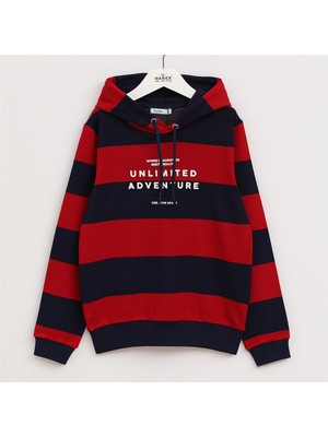 Erkek Çocuk Şardonsuz Uzun Kol Ince Kapşonlu Tişört - 16203 - Kırmızı