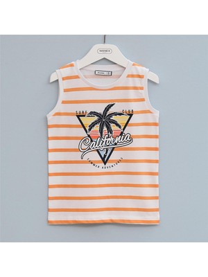 Erkek Çocuk Sıfır Kol Bisiklet Yaka Tişört - 16309 - Turuncu