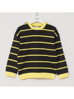 Erkek Çocuk Uzun Kol Ince Bisiklet Yaka Tişört - 16605 - Sarı