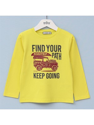 Erkek Çocuk Şardonsuz Uzun Kol Ince Tişört - 15537 - Fıstık Yeşili