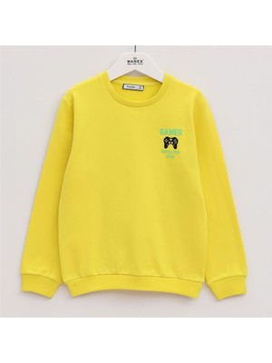 Erkek Çocuk Şardonlu Uzun Kol Kalın Tişört - 15562 - Fıstık Yeşili