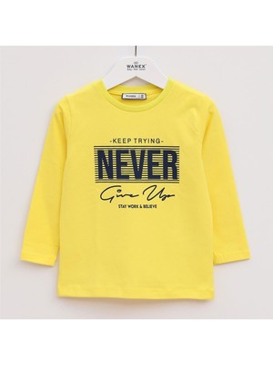 Erkek Çocuk Şardonsuz Uzun Kol Ince Tişört - 15540 - Sarı