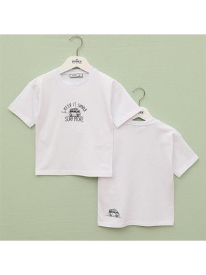 Erkek Çocuk Kısa Kol Tişört - 16889 - Beyaz