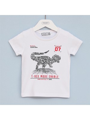 Erkek Çocuk Kısa Kol Yazlık Tişört  - (12 Aylık-5 Yaş) - 16206 - Beyaz