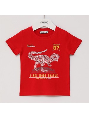 Erkek Çocuk Kısa Kol Yazlık Tişört  - (12 Aylık-5 Yaş) - 16206 - Kırmızı