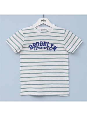 Erkek Çocuk Kısa Kol Yazlık Tişört  - (7 Yaş-12 Yaş) - 15804 - Çağla Yeşili - Vanilya