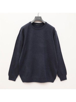 Erkek Uzun Kol Ince Polo Yaka Sweatshirt - B180856 - Koyu Indigo Melanj