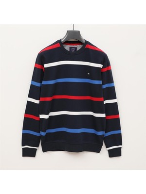 Erkek Uzun Kol Ince Bisiklet Yaka Tişört - CZT-119 - Lacivert - Saks