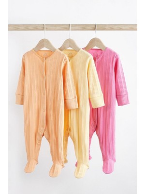 % 100 Pamuklu Turuncu Sarı Ayaklı 3’lü Tulum Set