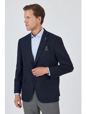 Koyu Lacivert Mono Yaka Bez Ayağı Tam Astar Esnek 4 Drop Comfort Fit Classic Ceket 1002250157