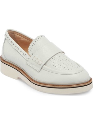 Tergan Beyaz Hakiki Deri Kadın Loafer - K25I1AY68029-N3O