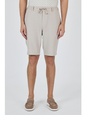 Bej Düz Esnek Gabardin Casual Şort 1016250150