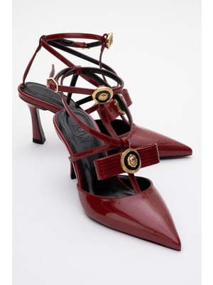 Peal Bordo Rugan Kadın Topuklu Ayakkabı
