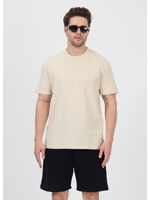 Erkek Basic Krem T-Shirt