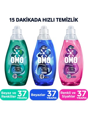 Omo Express Fresh Sıvı Deterjan 1480 ml Ultra Beyaz X1 Renkli ve Siyahlar X1 Kötü Koku Karşıtı X1