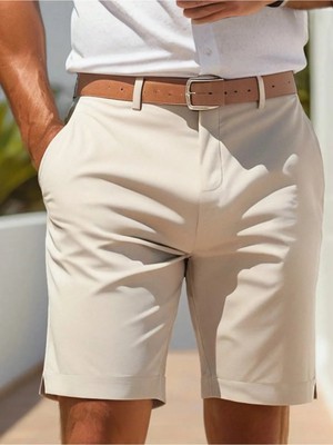 Wkm Regular Fit Bermuda Şort Erkekler İçin Düz Desenli Nefes Alabilir Keten Yazlık