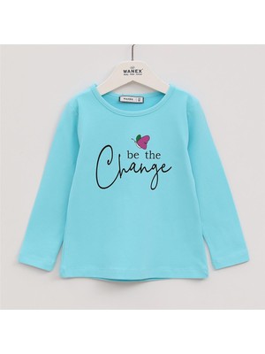 Kız Çocuk Şardonsuz Uzun Kol Ince Tişört - 32091 - Turkuaz