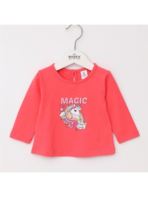 Wanex Kız Çocuk Uzun Kol Ince Tişört - 32484 - Nar Çiçeği