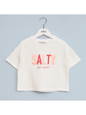 Kız Çocuk O Yaka Kısa Kol Yazlık Tişört  - (7 Yaş-12 Yaş) - 32316 - Vanilya