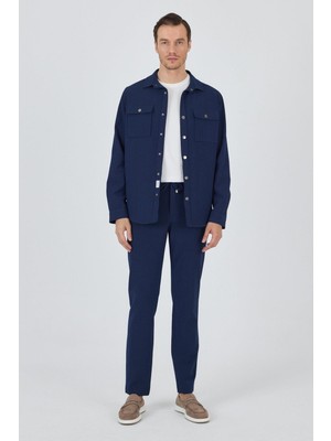 Çizgili Desen Gofreli Ayaklı Gömlek Yaka Astarsız Esnek Comfort Fit Mont 1007250117