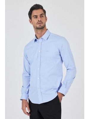 Uzun Kol Düz Bez Ayağı Sert Yaka Cepsiz Pamuklu Classic Slim Fit Gömlek 1004250195