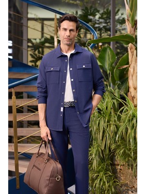 Koyu Lacivert Esnek Yandan Cepli Casual Comfort Fit Jogger Pantolon 1003250117