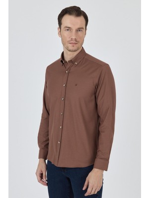 Uzun Kol Düz Bez Ayağı Düğmeli Yaka Cepsiz Pamuklu Casual Slim Fit Gömlek 1004250212