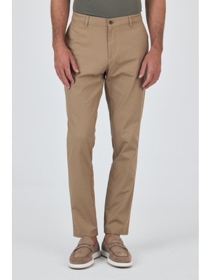 Koyu Vizon Armürlü Yan Cep Düz Paça Slim Fit Pamuklu Casual Chino Pantolon 1003250120
