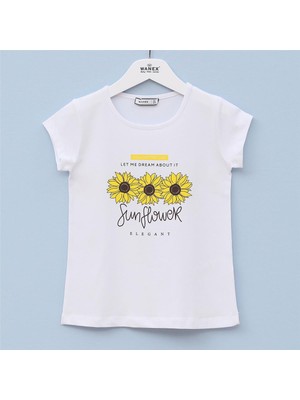 Kız Çocuk Kısa Kol Yazlık Tişört  - (2 Yaş-7 Yaş) - 31641 - Beyaz