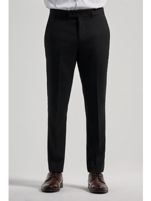 Siyah Esnek Yandan Cepli Slim Fit Classic Pantolon 1003250160