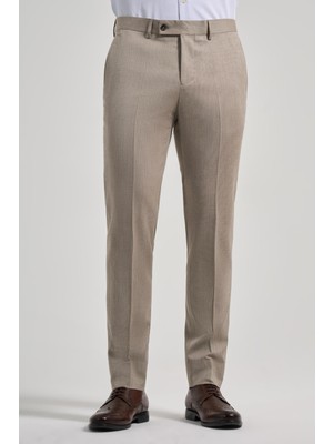 Bej Esnek Yandan Cepli Slim Fit Classic Pantolon 1003250160