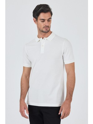 İmza Krem Rengi Polo Yaka Kısa Kol Cepsiz Slim Fit Classic Pamuklu Tişört 1011250177