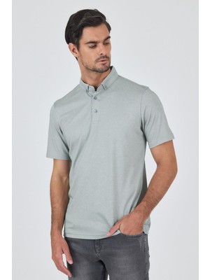 A.yeşil Kısa Kol Düz Suprem Polo Yaka Cepsiz Pamuklu Casual Slim Fit Tişört 1011250160_607