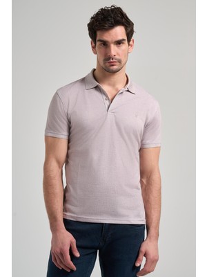 Koyu Bej Kısa Kol Baskılı Pike Polo Yaka Cepsiz Esnek Casual Slim Fit Tişört 1011250151