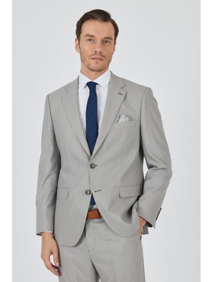 Açık Bej Mono Yaka Astarlı Çift Yırtmaç Esnek 6 Drop Comfort Fit Classic Takım Elbise 1001250161