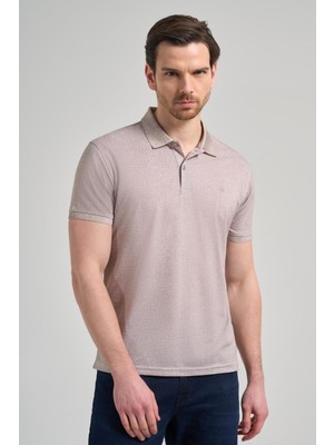 Koyu Vizon Kısa Kol Baskılı Pike Polo Yaka Cepsiz Esnek Casual Slim Fit Tişört 1011250151