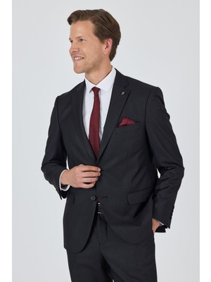 Düz Filafil Mono Yaka Tam Astar 6 Drop Comfort Fit Takım Elbise 1001250170