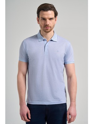 Mavi Kısa Kol Baskılı Pike Polo Yaka Cepsiz Esnek Casual Slim Fit Tişört 1011250151