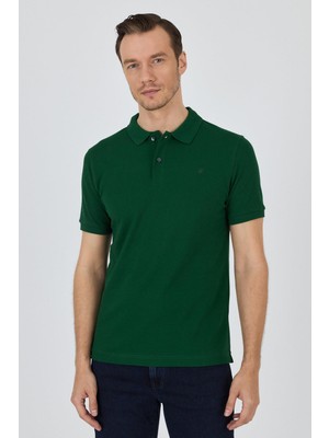İmza Yeşil Polo Yaka Kısa Kol Cepsiz Slim Fit Classic Pamuklu Tişört 1011250177