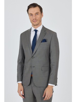 Lacivert Mono Yaka Düz 2 Düğme Classic Yünlü Slim Fit Takım Elbise 1001250175