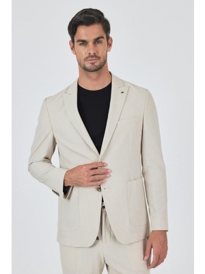 Bej Kılıç Yaka Esnek 6 Drop Slim Fit Classic Takım Elbise 1001250100