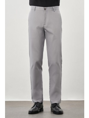 Gri Pamuklu Yandan Cepli Casual Comfort Fit Chino Pantolon 1003245169