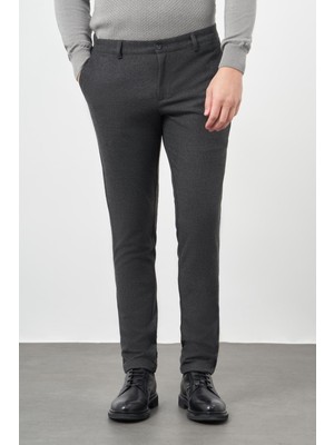 Koyu Antrasit Esnek Yandan Cepli Casual Comfort Fit Chino Pantolon 1003245158